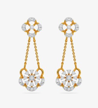Diamond Yellow Gold 22kt Dangle Earring