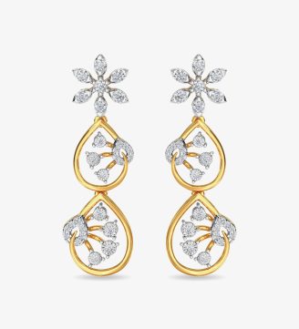 Diamond Trinity Earring Dangler Rose Gold